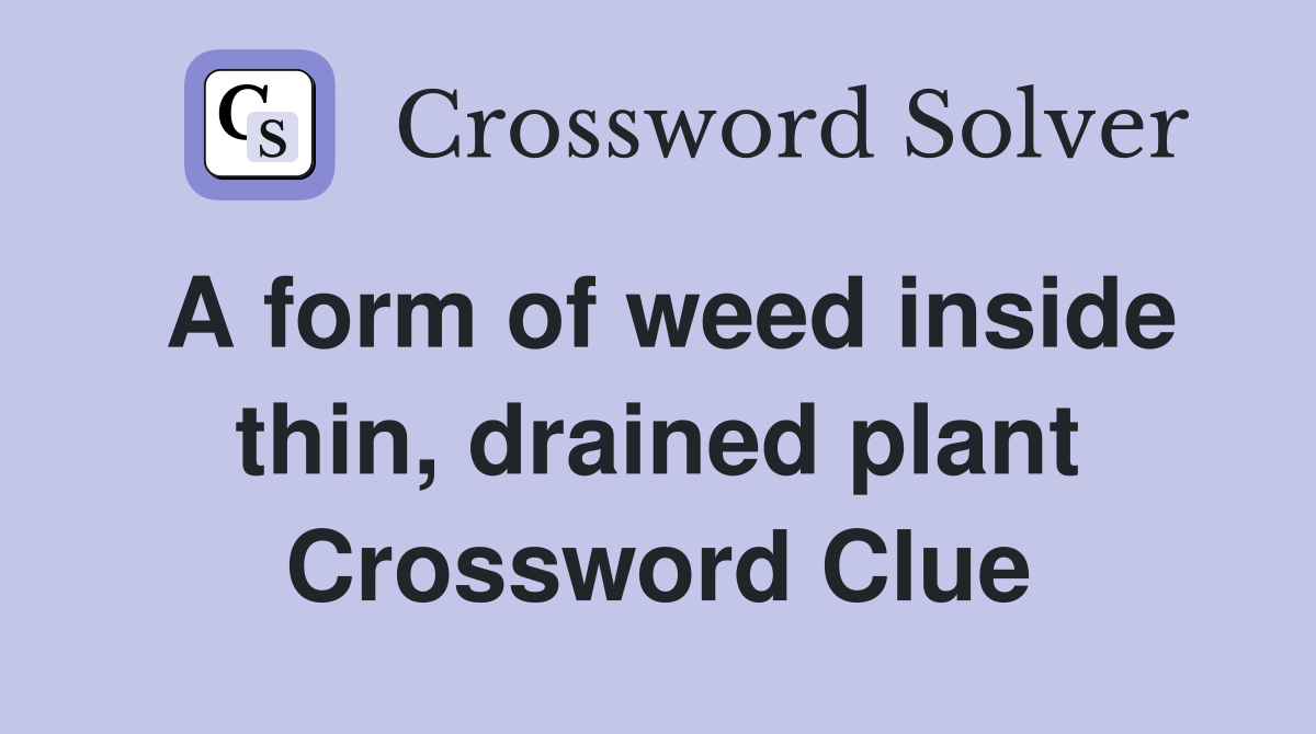 A form of weed inside thin, drained plant Crossword Clue Answers
